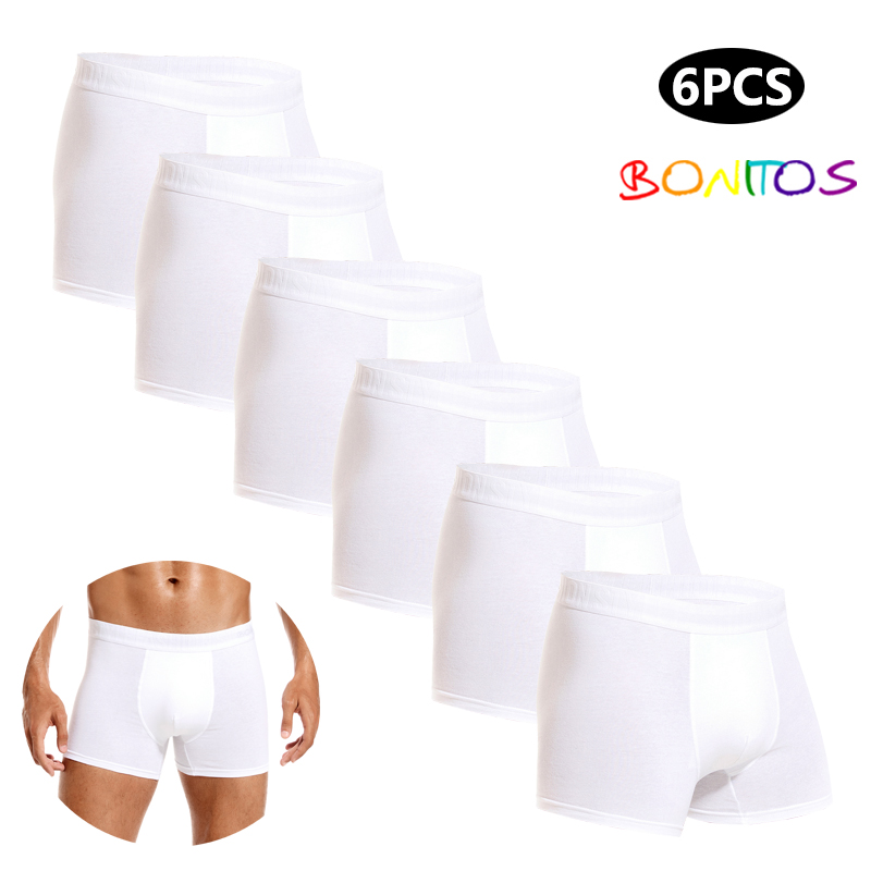 Boxer Brief Pack Cotton - 6 uds bragas blancas para hombre,