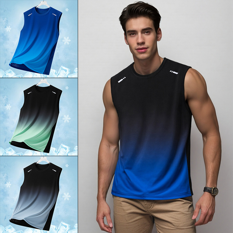 Sleeveless Undershirt - Chaleco Deportivo Degradado para Hombre, Ligero,