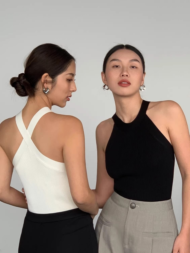 Suspender Tank Top - AOSSVIAO 2026 Top Corto Delgado de