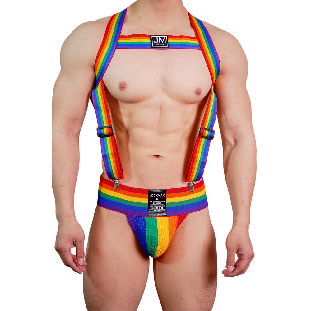 Jockstrap Athletic - Arnés corporal arcoíris JOCKMAIL ajustable con